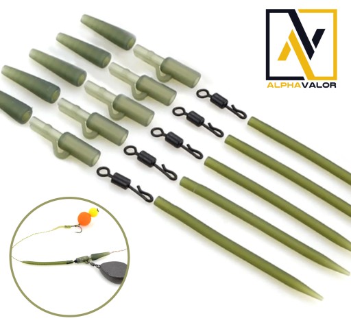 Bezpečný otočný klip na kapry x5 Green Set Quick Connect AV