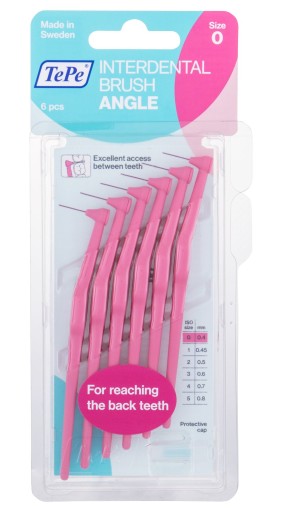 Čističe rúr TePe Angle 0,4 mm RUŽOVÁ veľkosť. 0 - 6 ks.