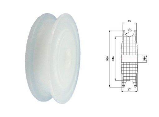 Valček bez ložísk, priemer 60 mm, priemer 10 mm, s priemerom 10 mm