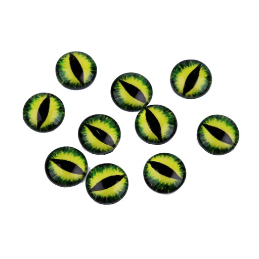 KABOCHONY SKLENÉ DRAČIE OKO 10 mm - ZELENÉ 2 ks.