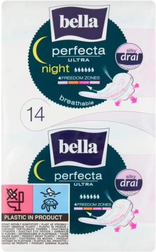 BELLA Perfecta Silky Drai Night hygienické vložky s krídelkami 14 ks