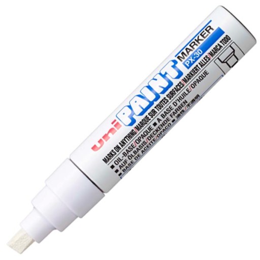 UNI PX-30 biely skosený olejový popisovač