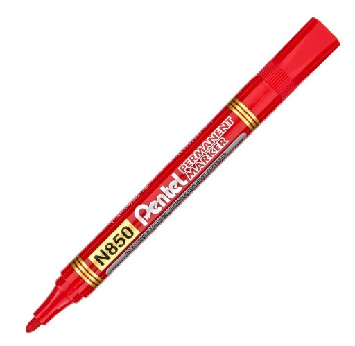 Pentel N850 červený permanentný popisovač s okrúhlym hrotom
