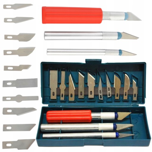 SADA SCALPEL NA MODELOVANIE NOŽOV 13 ELEMENTOV ČEPELIE + Púzdro