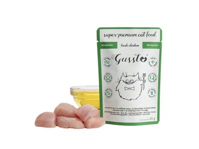 Gussto FRESH CHICKEN krmivo pre mačky FRESH CHICKEN 85g Monoproteín