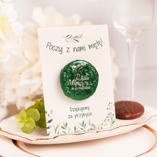 PASTILLE mint čokoládová svadobná karta pre hostí