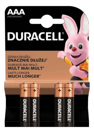 4x ALKALICKÉ BATÉRIE DURACELL AAA LR03 R3