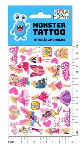 UMÝVAJÚCE DOČASNÉ TETOVANIE PRE DETI BARBIE DETI ORIGINÁLNE VZORY