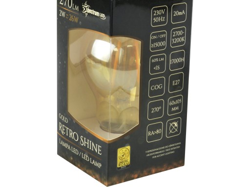 Dekoratívna LED žiarovka E27 Retro Edison 2W COG GOLD