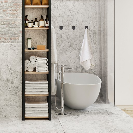 Čierny obdĺžnikový kúpeľňový háčik na uteráky, kov, samolepiaci loft