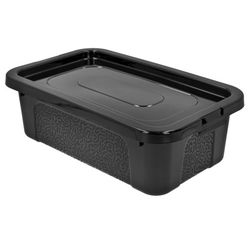 Plastový box na organizáciu nádob s krytom, 4,5l, lesklý čierny box