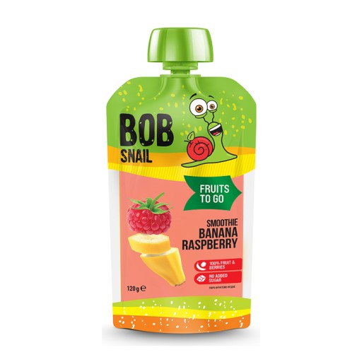 SNAIL Bob Slimák FRUIT MOUSE smoothie banánovo-malinové 120g SNACK BEZ CUKRU