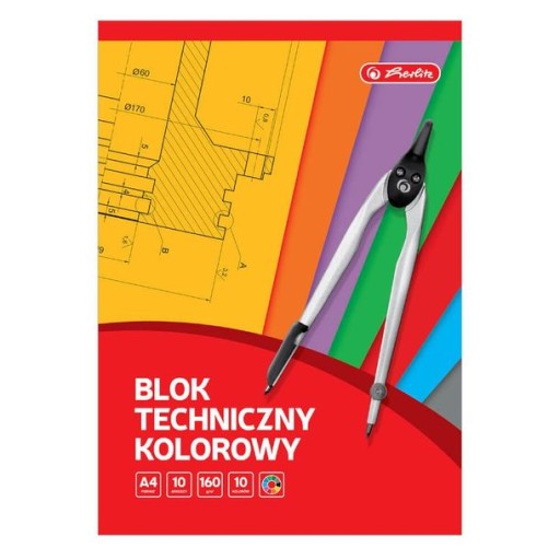 Farebný technický blok A4/10 Herlitz listy 160g