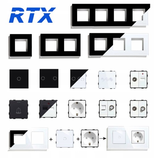 Spínač svetiel 2P, mechanická vložka, čierna RTX SH