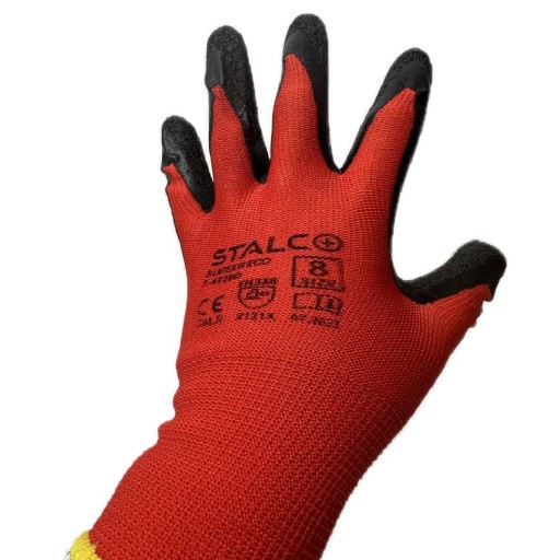 Pracovné rukavice STALCO BOZP do záhrady a garáže, polyester 8, červené