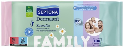 Septona Dermasoft Vlhčené obrúsky s harmančekom 100 ks.