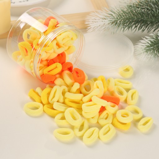Žlté gumičky do vlasov, sada 100 kusov, mini gumičky do vlasov, mix farieb