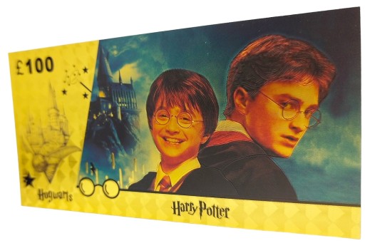 Harry Potter 100 librová krásna pozlátená bankovka