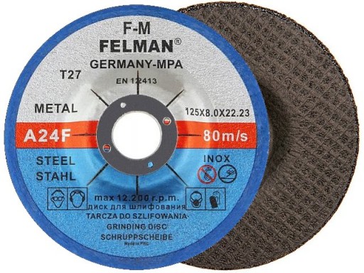 Kotúče na brúsenie ocele, kovu, FELMAN 125x8, HRÚBKA DO 8 mm