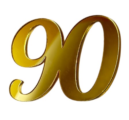 Číslo 90 Dekorácia na bok narodeninovej torty, 8 cm, plexisklo