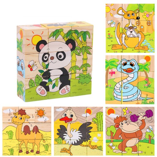 VZDELÁVACIE DREVENÉ BLOKY SAFARI PUZZZZ