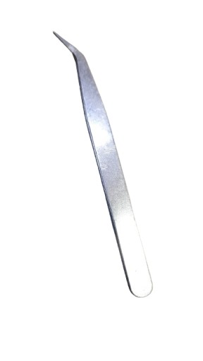 Kovová pinzeta na navliekanie nití, zakrivená, 12 cm