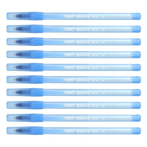 BIC Round Stic Stredné školské kancelárske pero, modré, 1 mm, 10 ks