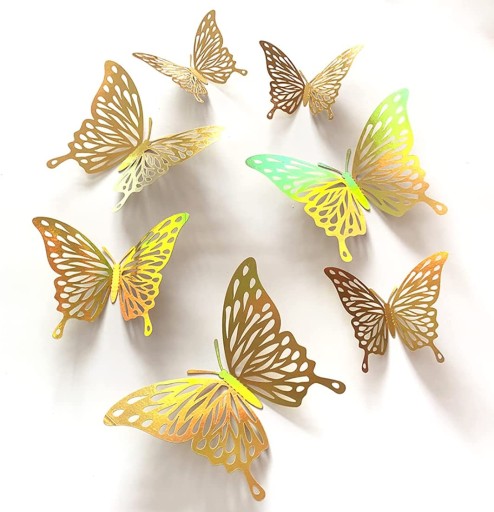 Motýle 3D samolepky na stenu Golden Butterflies