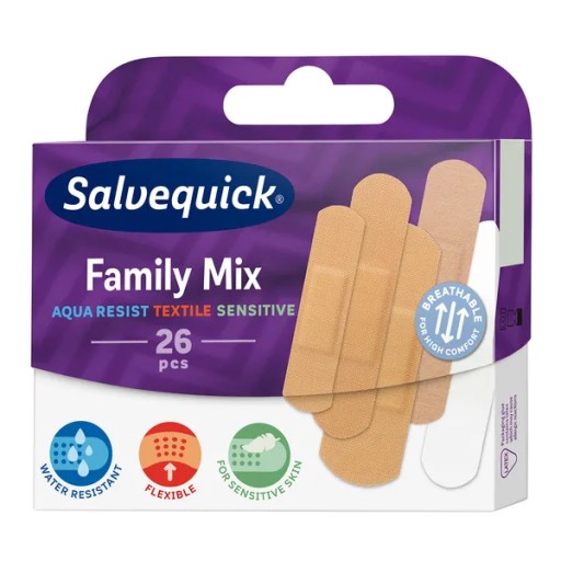 Náplasti SALVEQUICK, Family Mix, 26 kusov