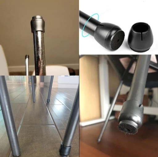 Ochranné poťahy na nohy stoličky zo silikónovej plsti ČIERNA 17-21 mm x4