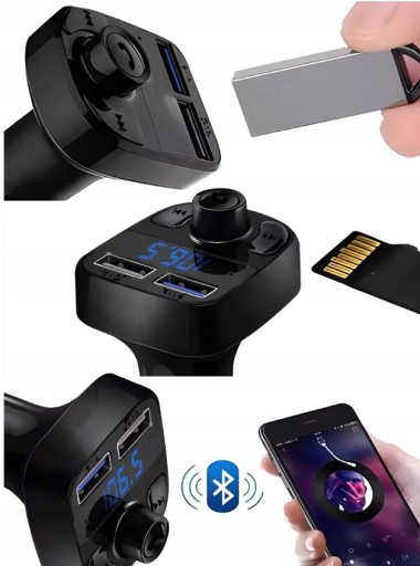 Vysielač pre osobné autá 12V, nákladné autá 24V, 2xUSB, Hands-free sada