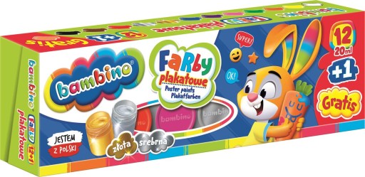 Bambino školské farby na plagáty 12+1 farieb 20ml