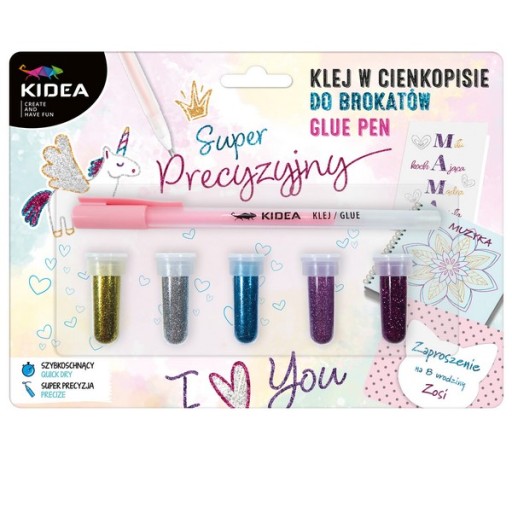 KIDEA PRECÍZNE DEKORATÍVNE LEPIDLO V FINISH WRITER + SADA 5 GLITROV