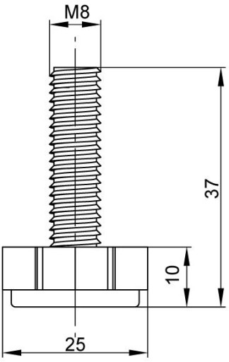 NASTAVITEĽNÁ NÁBYTKOVÁ NOHA NA SKRUTOVANIE M 8 x 37 mm NÁBYTSKÉ NOHY 10 KS