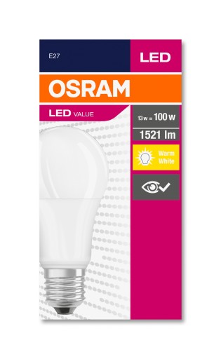 E27 LED žiarovka 14/100W 1521lm 200° 2700K teplá biela HODNOTA OSRAM