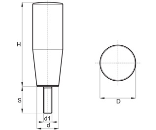 KĽÚČKA VALCOVÁ SO SKRUTKOU DRŽENKY M10x15mm PA