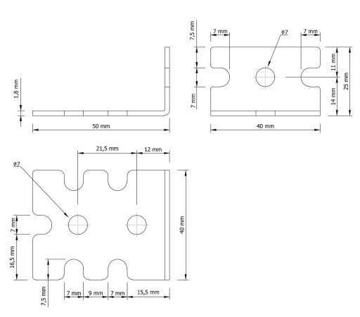10x Držiak na upevnenie nábytku 25 X 50 mm