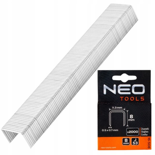 ZOŠÍVAČKY TYP J/53 8MM 2000 KS NEO TOOLS 16-508