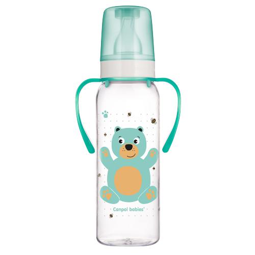 Fľaša CANPOL BABIES s rúčkou, tyrkysová, 250 ml