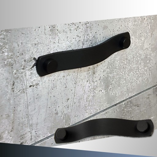 Kožená ÚCHYTKA na nábytkové skrinky Úchytka Úchytka KNOB - Čierny odtieň 160 mm
