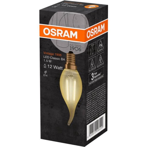 Ozdobná LED žiarovka E14 BA35 1,5W 2400K OSRAM
