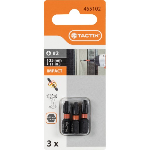 NÁRAZOVÉ BITSKY NÁRAZOVÉ 25MM Hrot PH2 TACTIX 3 ks.