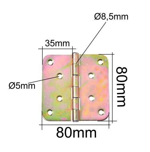 Pletený pánt 80 x 80mm konštrukcia, pozinkovaný zlato, 2 ks