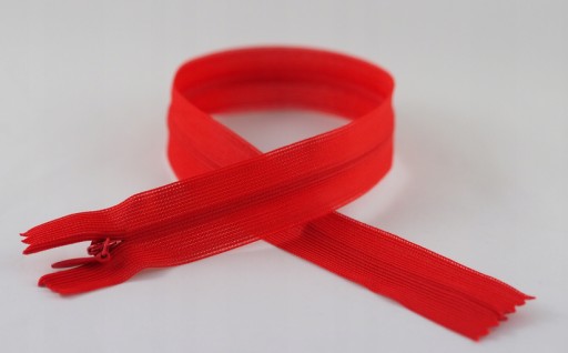 Zips, SAMOSTATNÝ Zips, KRYTÁ ČIPKA, 50cm, ČERVENÁ