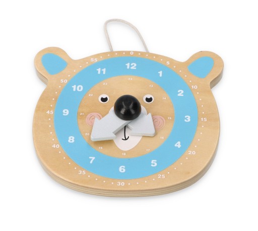 Detské hodinky AdamToys drevený medvedík, okrúhly 14 cm ciferník