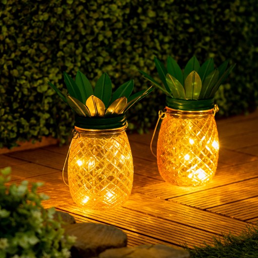 SLNEČNÁ LAMPA ZÁHRADNÁ JAR ANANÁS SKLO LED