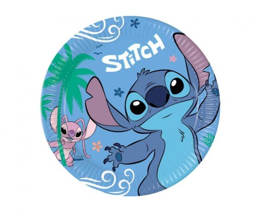 Papierové taniere Stitch & Angel, 23 cm, 8 ks.