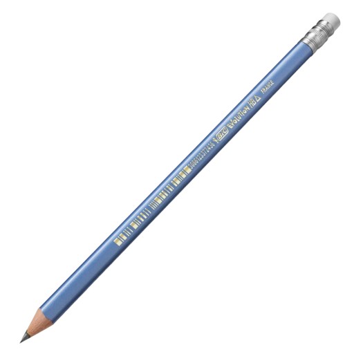 HB BIC Evolution modrá trojuholníková školská ceruzka s gumou