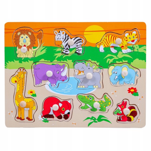 Smily Play drevené puzzle spw83596 zvieratká v zoo