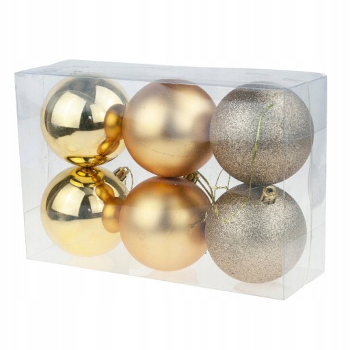 GULE NA VIANOČNÝ STROMČEK, ZLATÉ PRÍVESKY, SADA 6 ks